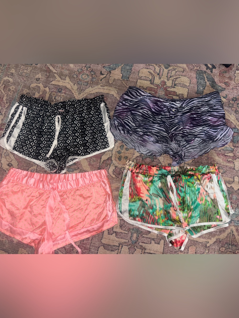 Victoria's Secret Silky Pajama Shorts - Pink, Black, Purple, Multicolor